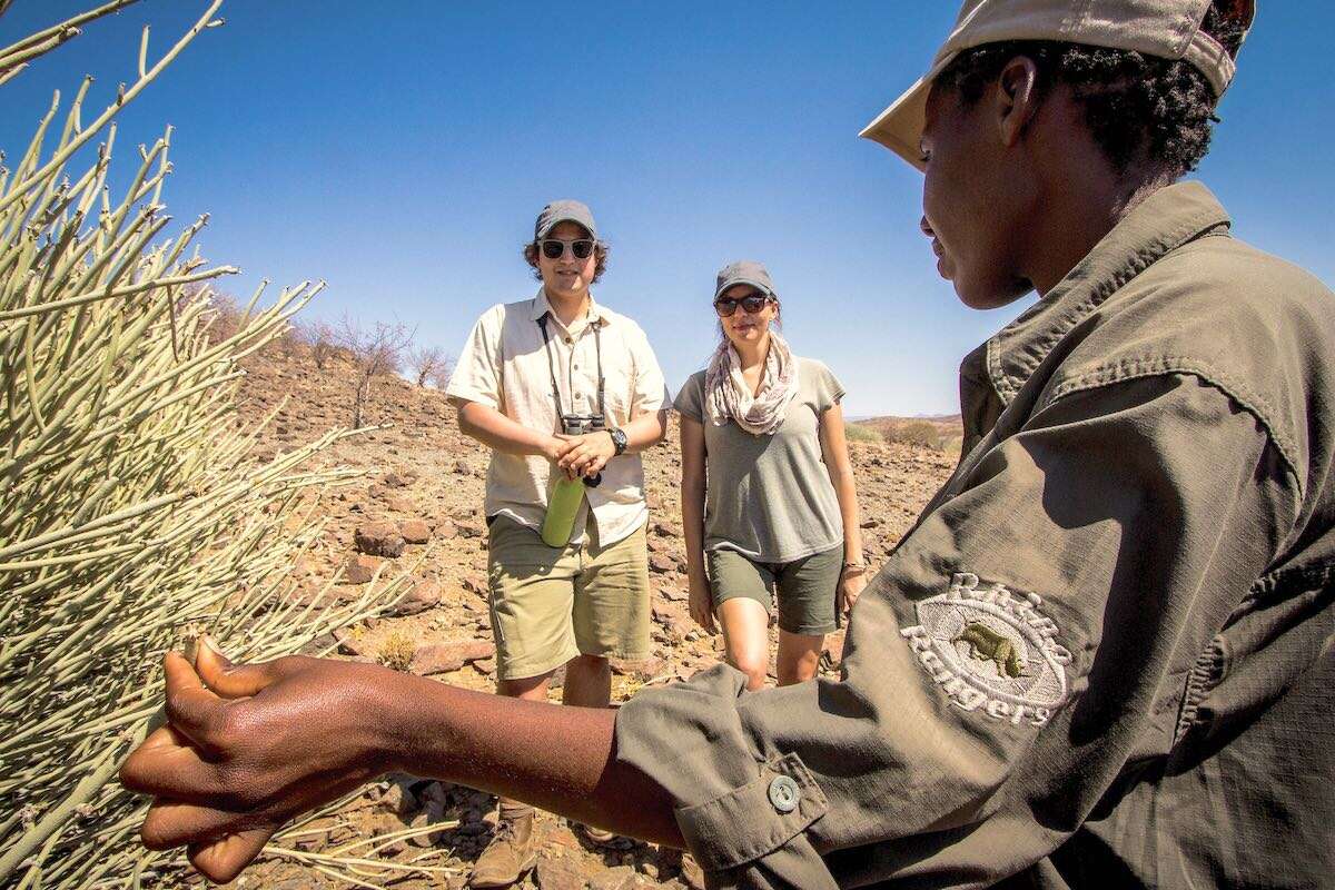 A group of people sitting on a circle of chairs in the desert - a meeting with a view!