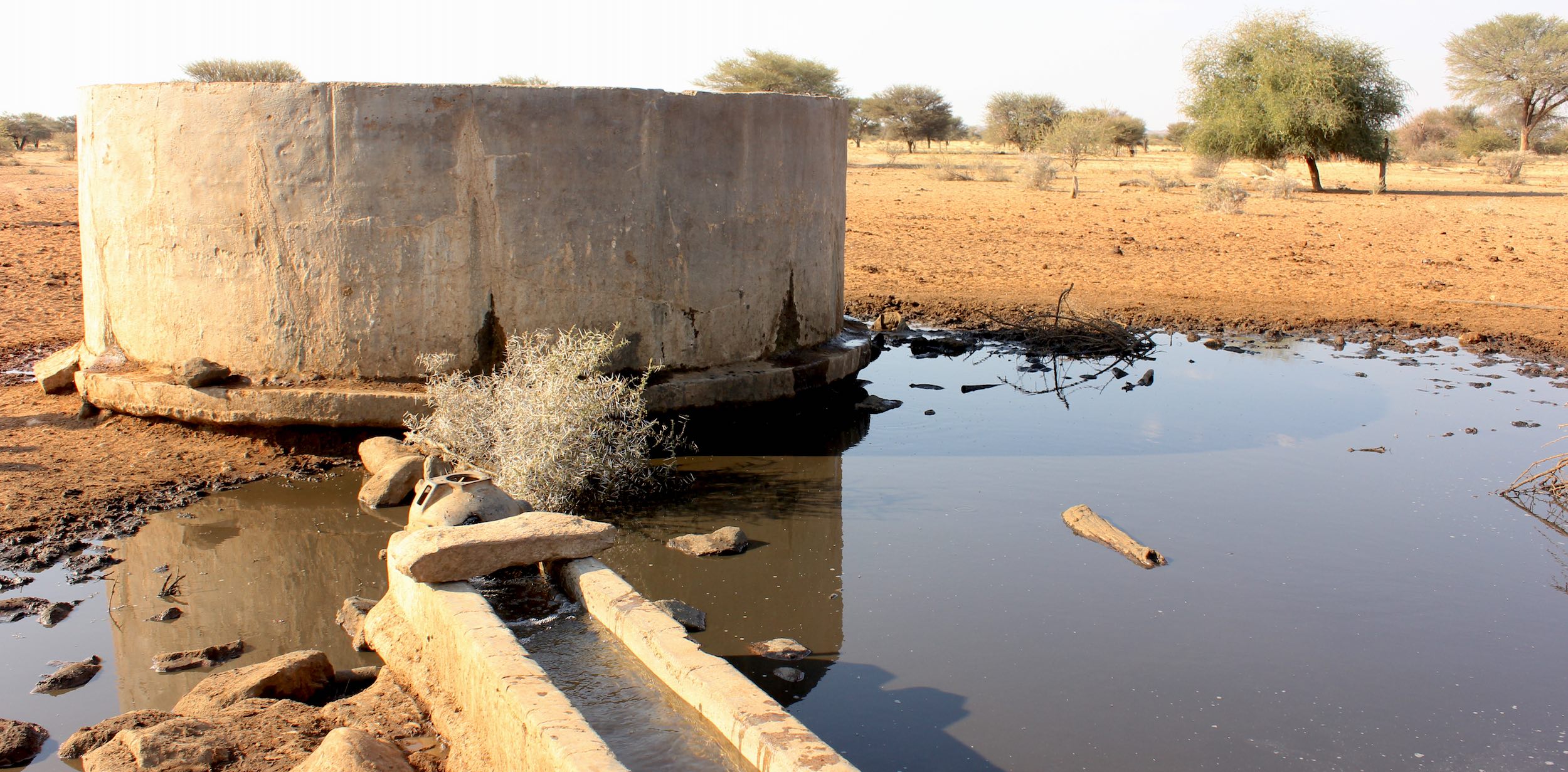 A water reservoir damaged by an elephant.