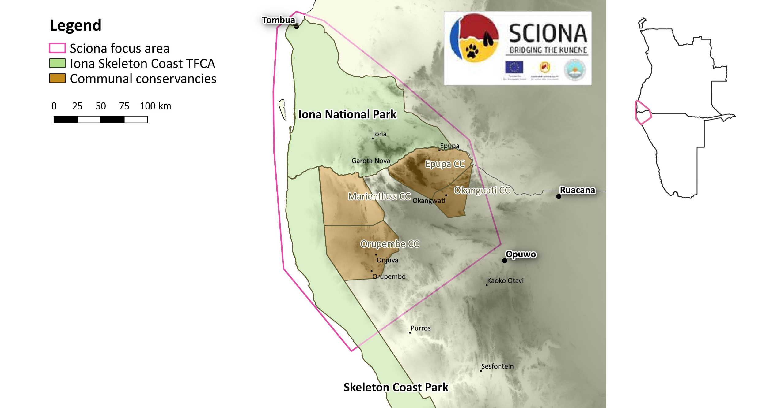 Maps showing the location of the SCIONA project.