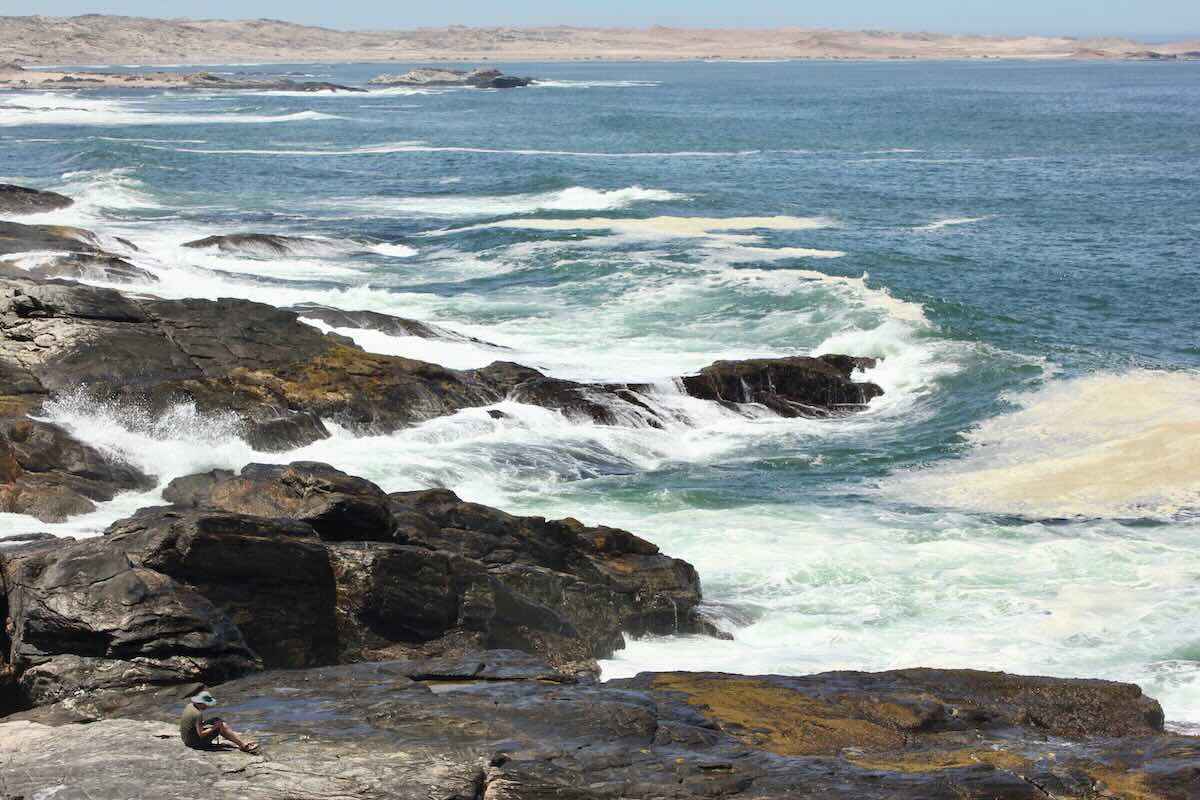 The rocky coastline of Namibia.