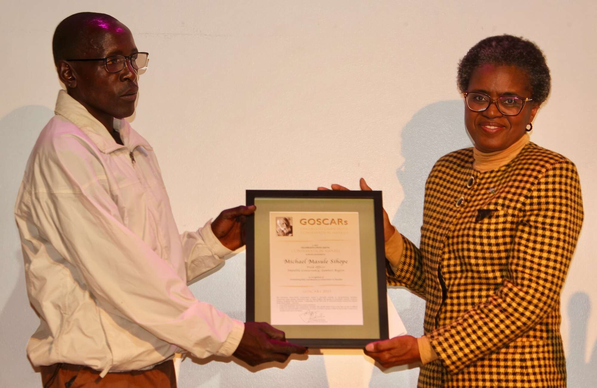 GOSCAR prize winner Conrad Dausab and the Hon. Indileni Daniel.