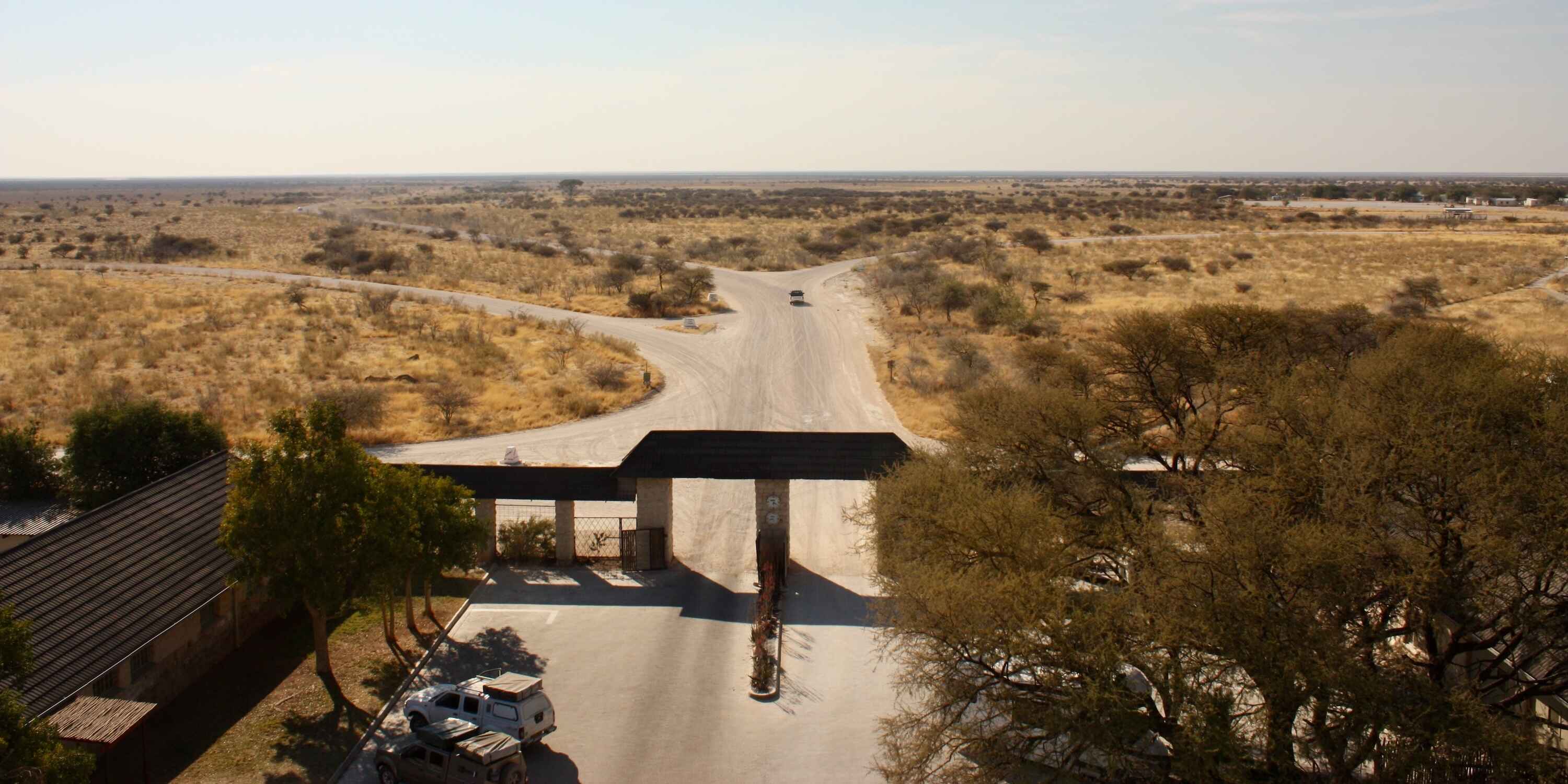 Aerial view of one of the gates to Etosha National Park.