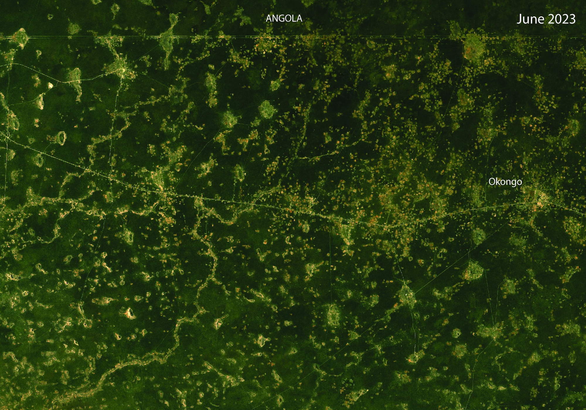 Satellite image showing changed land usage.