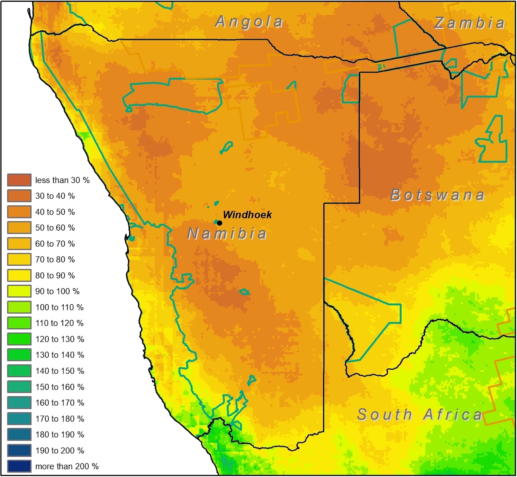 Namibian rainfall map.