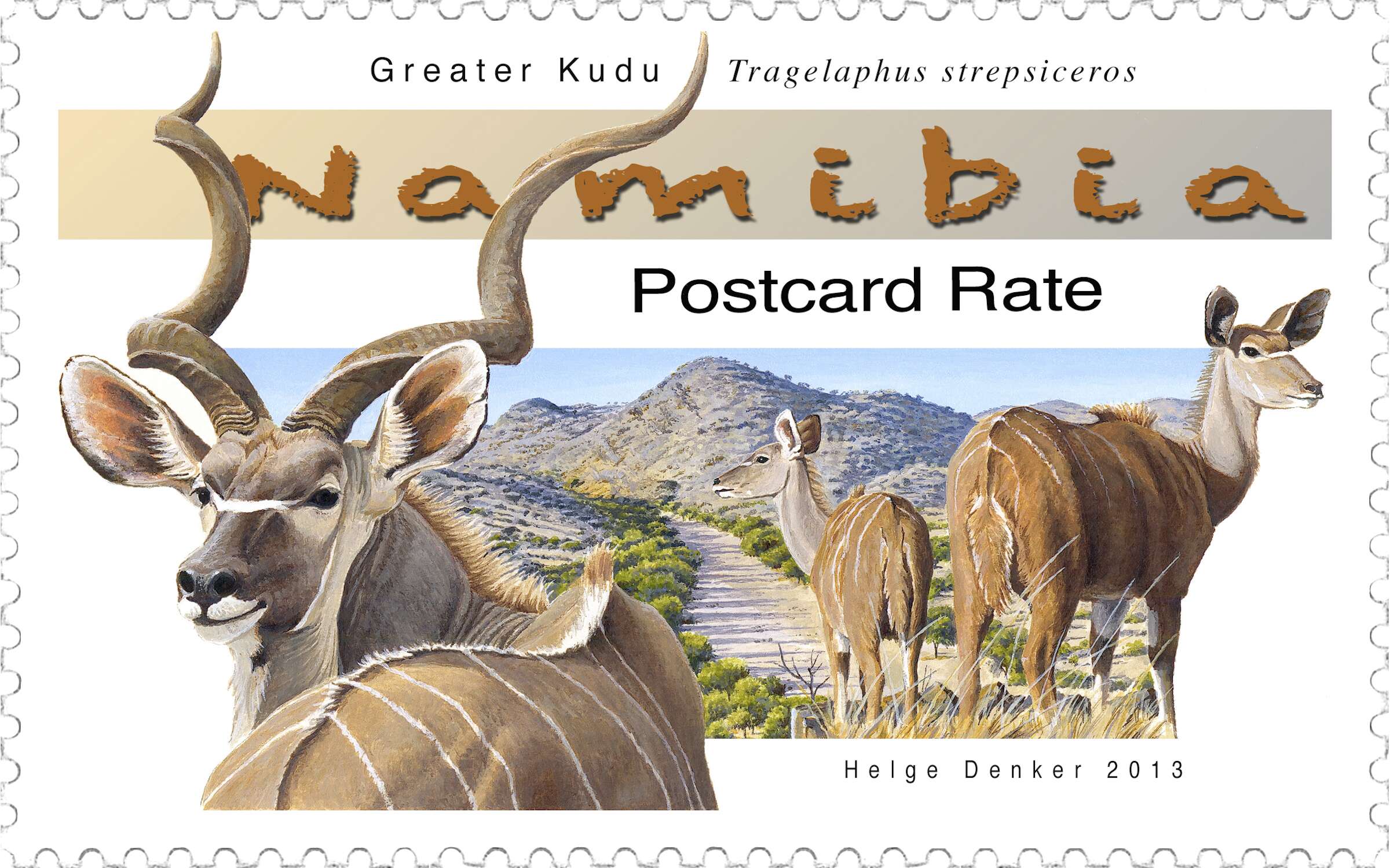 A stamp featuring a kudu.