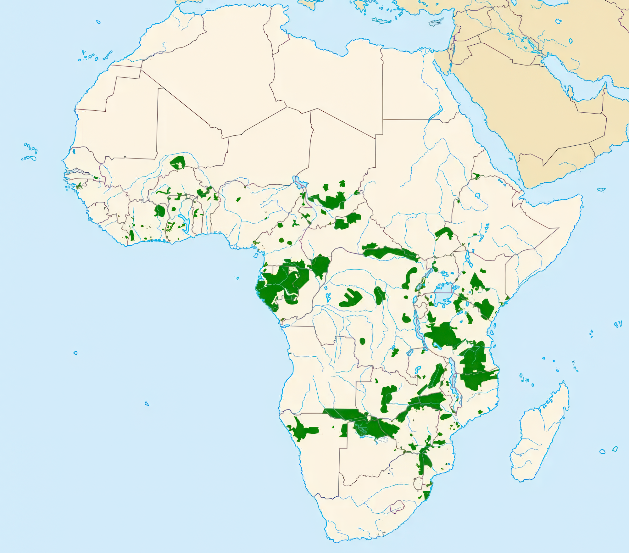 A map of Africa showing elephant distribution.