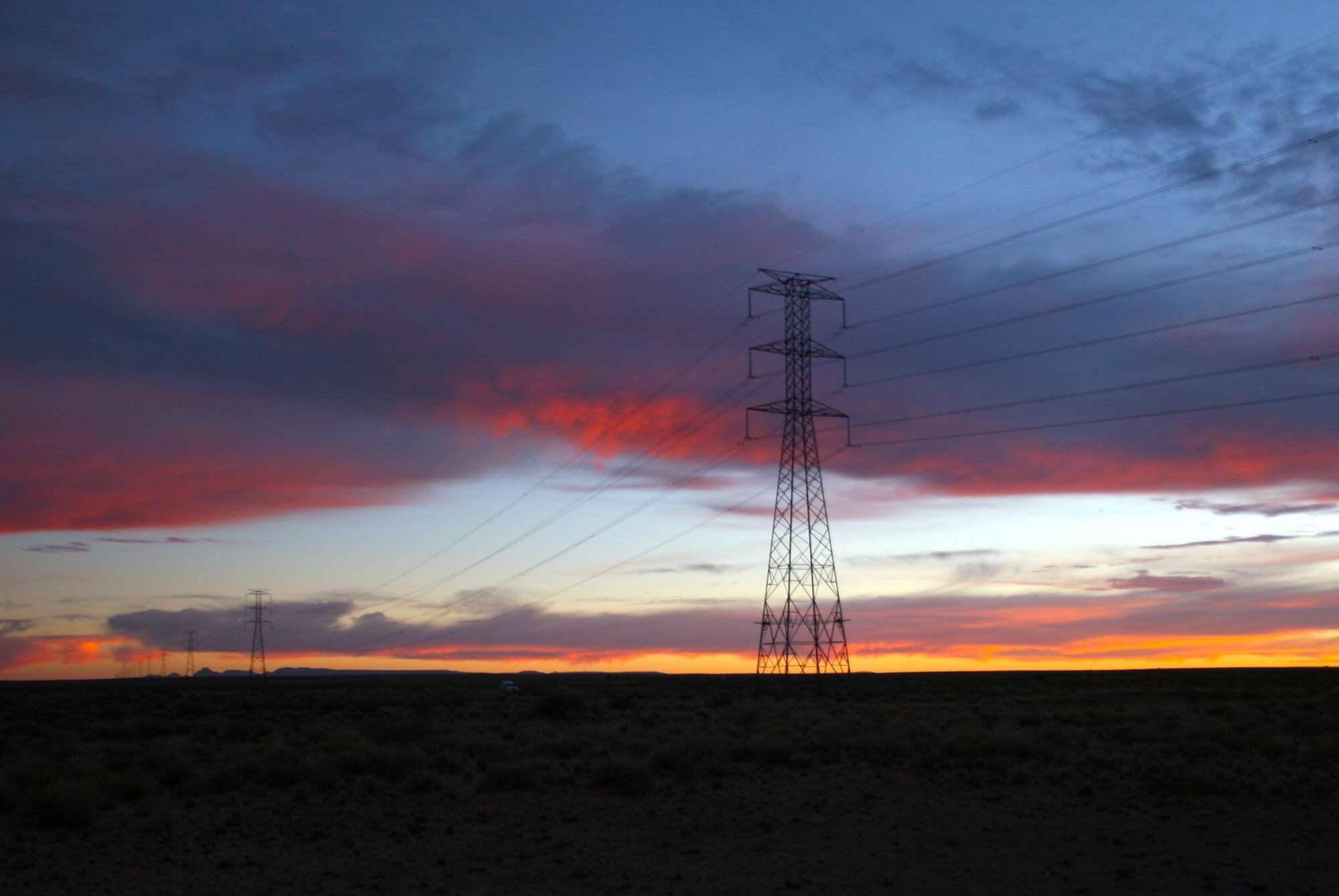 Powerlines at dusk.