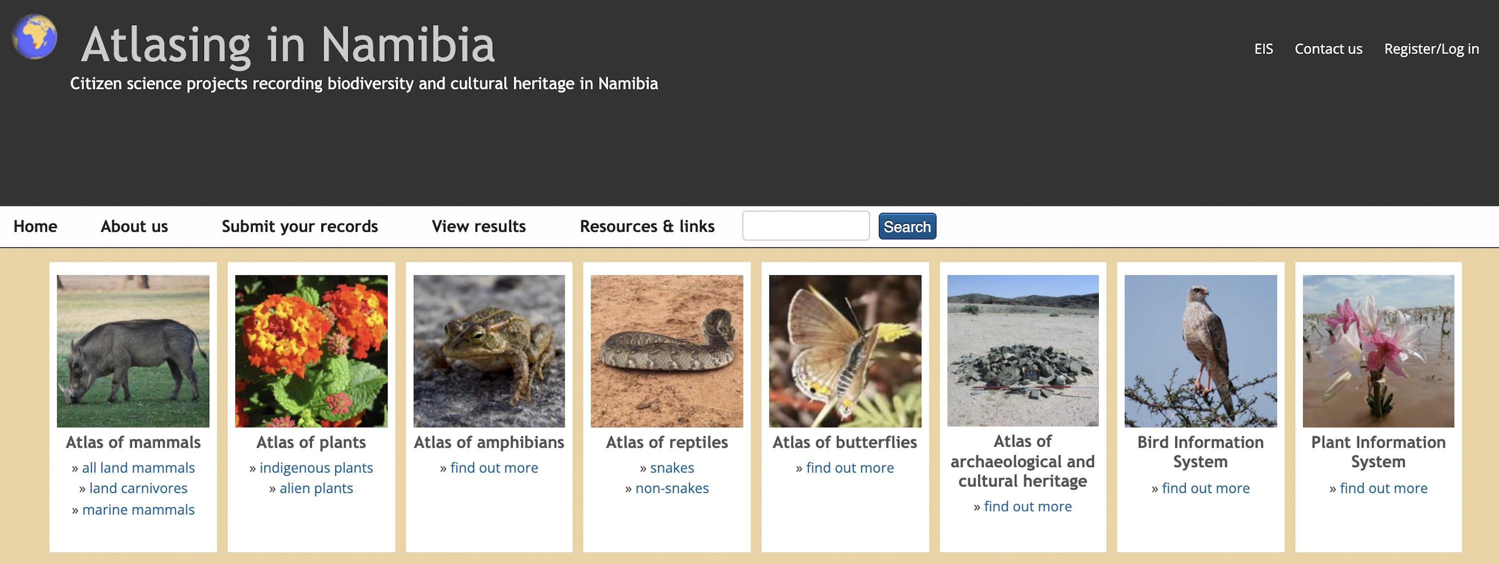 A screenshot of the EIS Atlasing website.