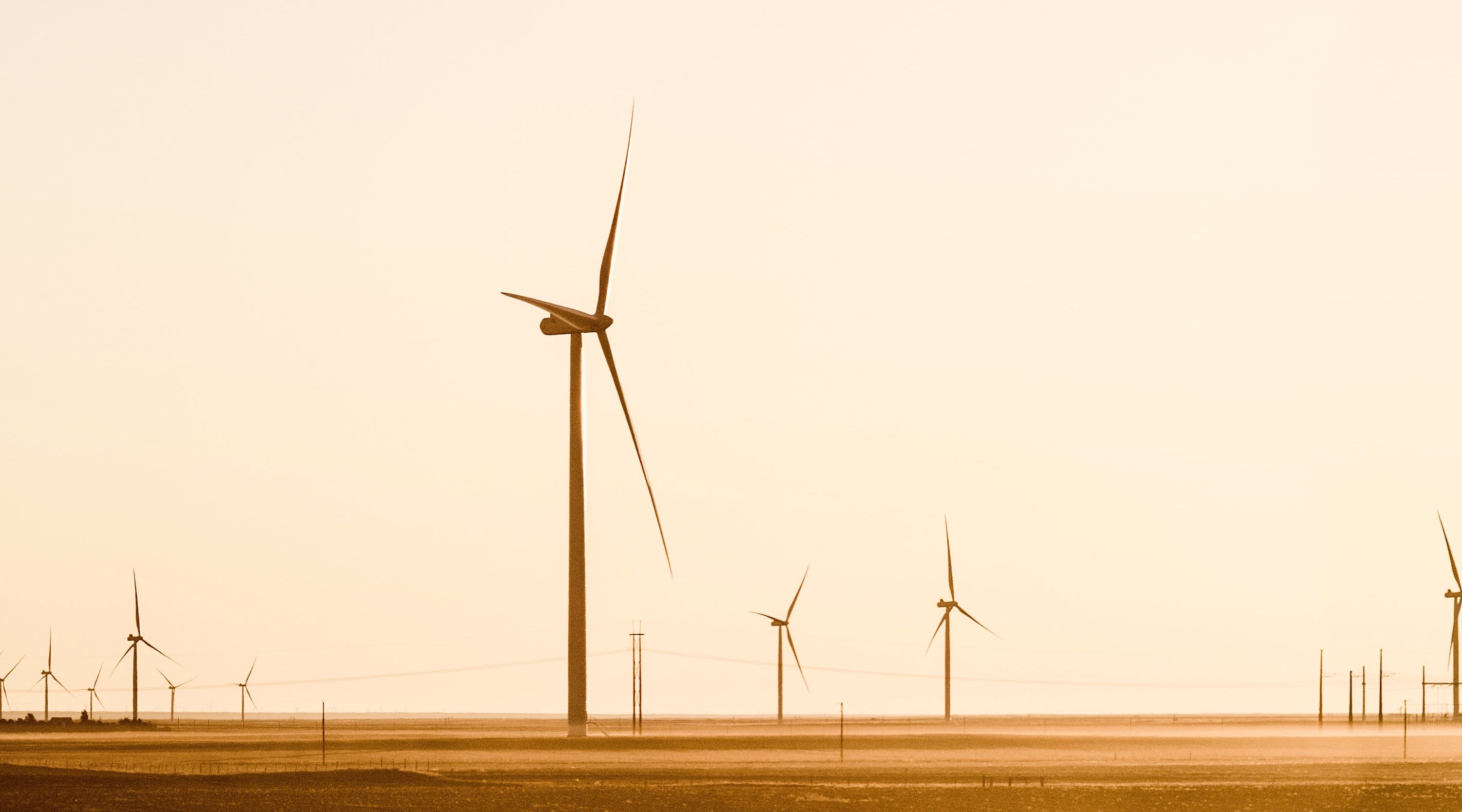 A windfarm in the desert.