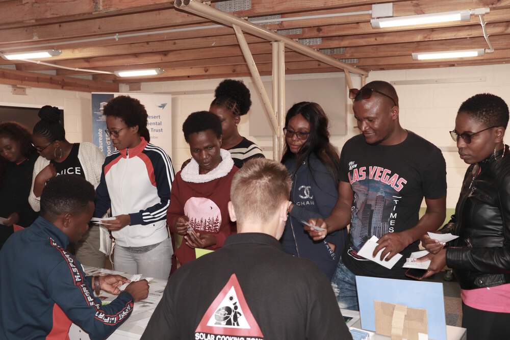 A group of Namibian teachers arriving at the centre to begin a workshop.