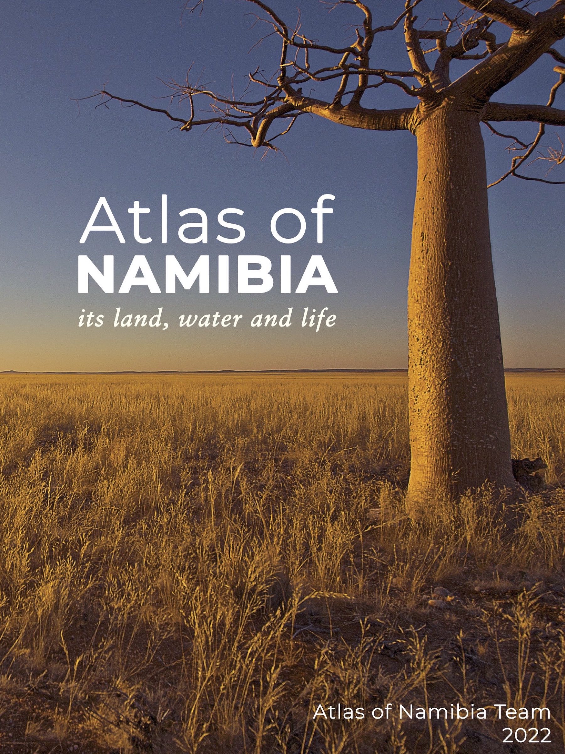 The full front cover of the Atlas of Namibia.