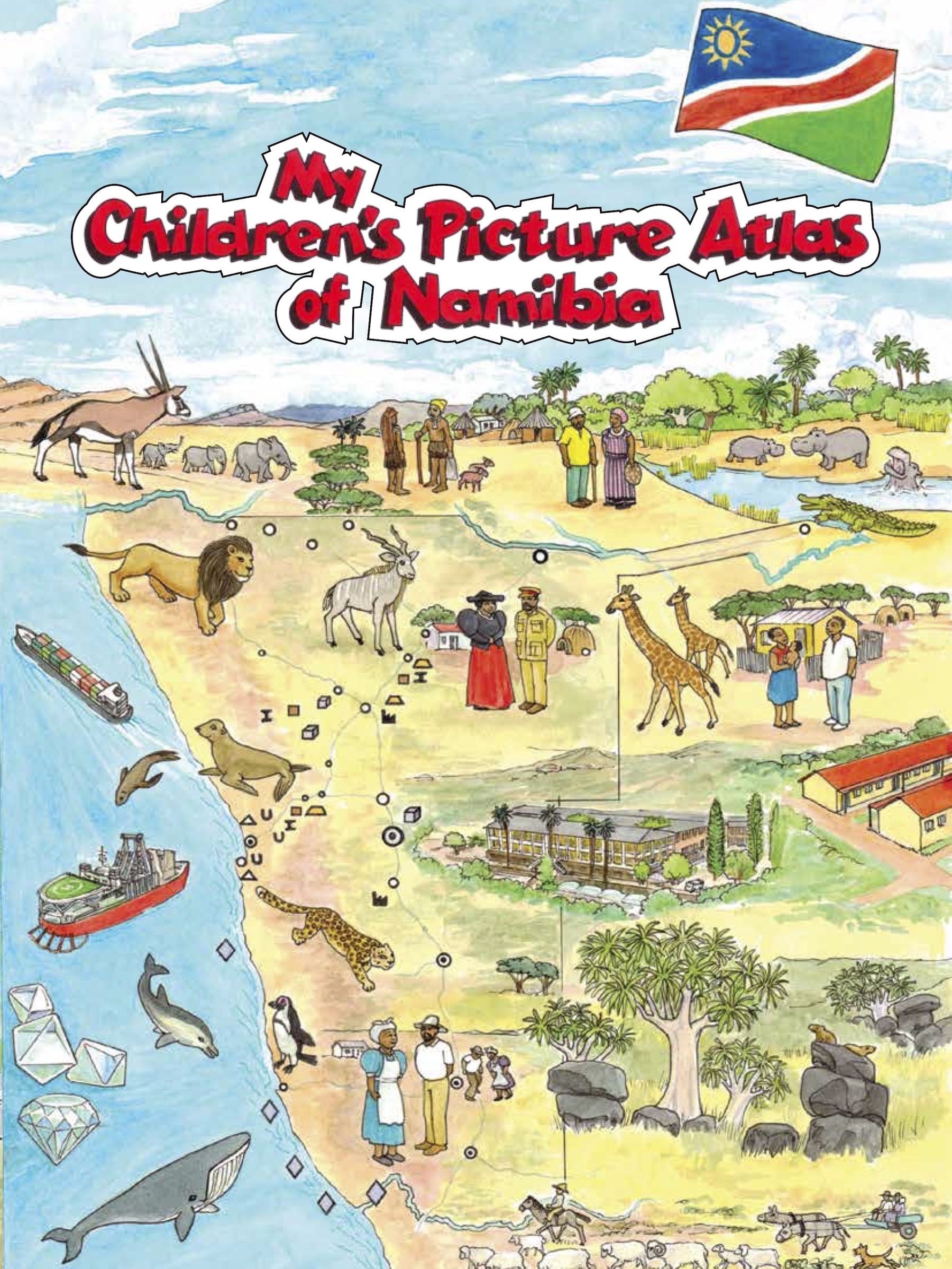 The front cover of the Children's Atlas of Namibia.