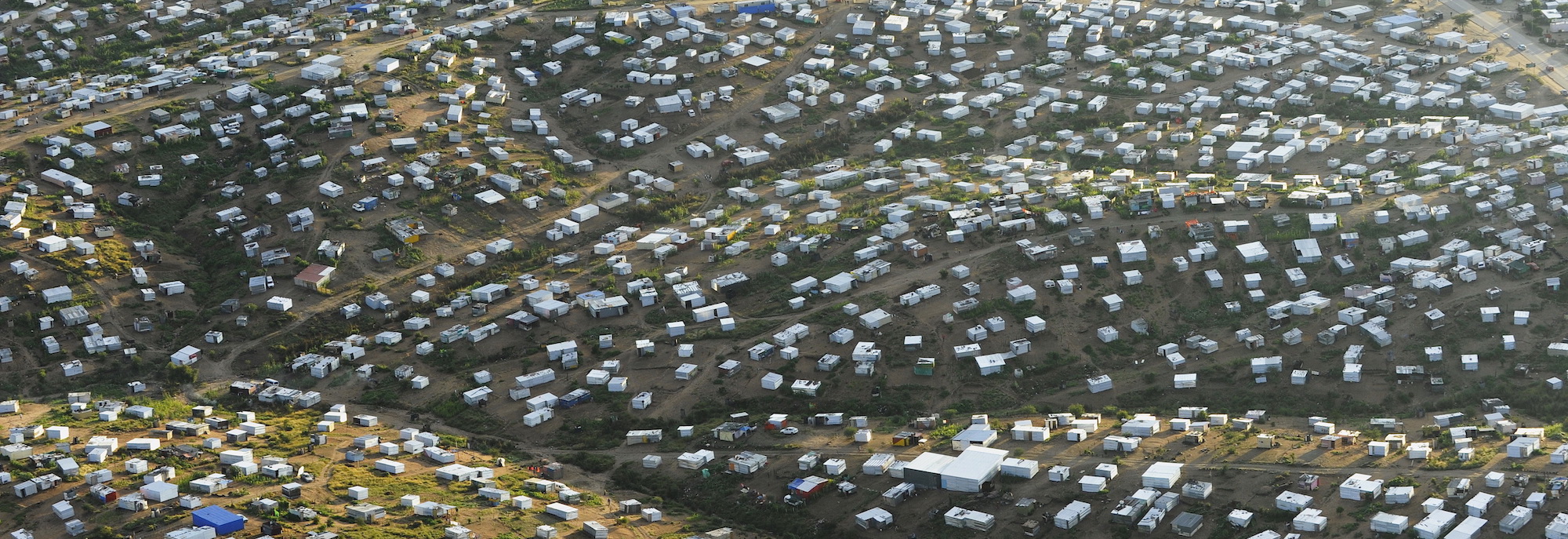 Overhead view of shack settlement near Windhoek.
